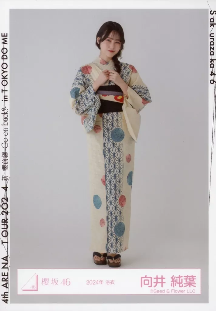 櫻坂46 向井純葉　2024年浴衣直筆　座り 駿河屋 -<中古>向井純葉/全身/櫻坂46ランダム生写真【2024年 浴衣