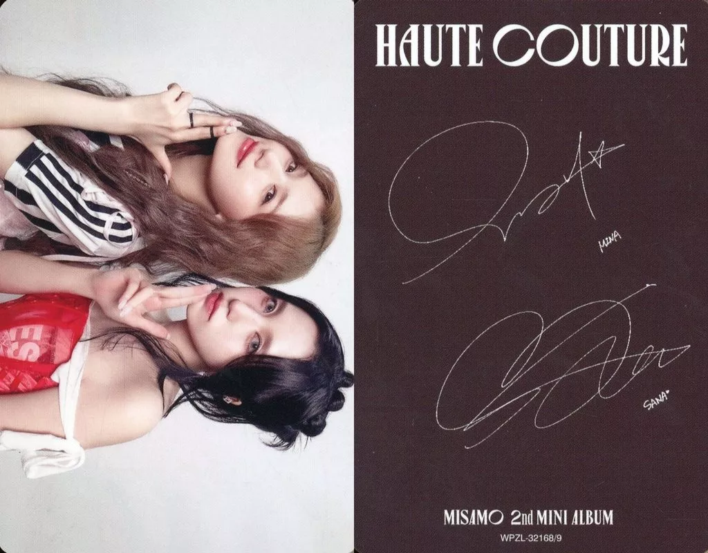MISAMO(TWICE)/ミナ(MINA)・サナ(SANA)/横型・裏面印刷サイン入り/CD「HAUTE COUTURE」【初回限定豪華盤】(WPZL-32168/9)封入セルフィートレーディングカード