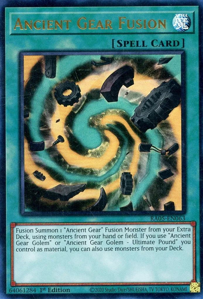 遊戯王/UR/魔法/英語版/Rarity　Collection　5　RA05-EN063[UR]：Ancient Gear Fusion/古代の機械融合