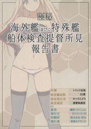 艦隊これくしょん 海外艦並びに特殊艦船体検査提督所見報告書 / かっさんどら / 青春カツサンド