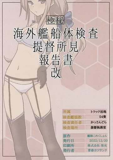 艦隊これくしょん 極秘 海外艦船体検査提督所見報告書・改 / かっさんどら / 青春カツサンド