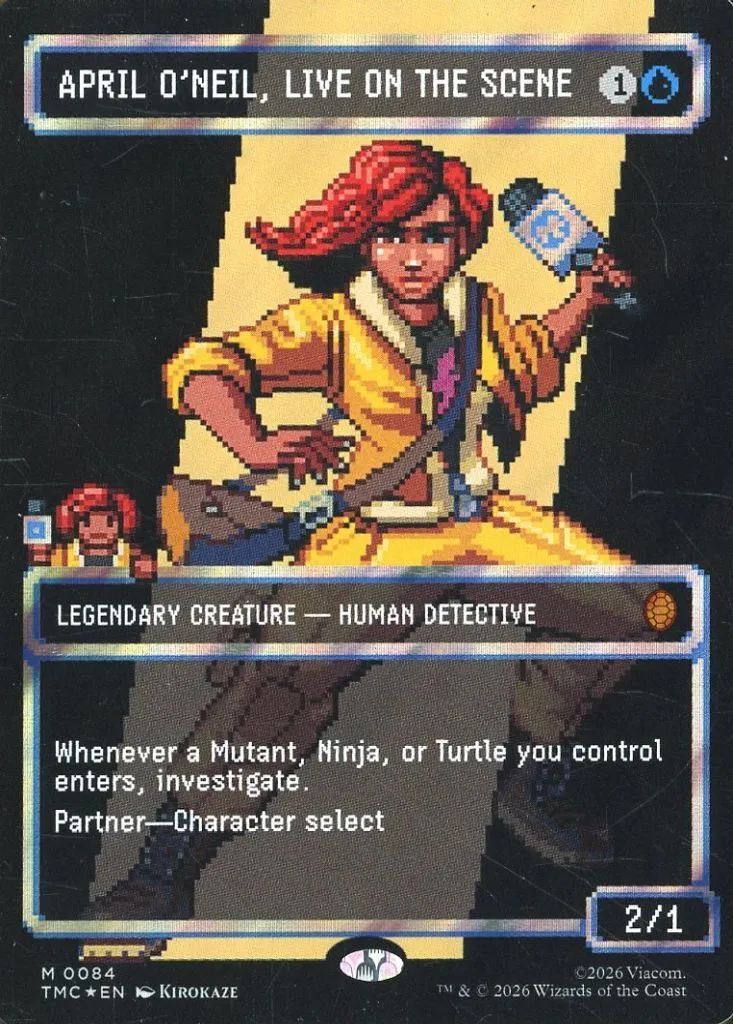 0084[神話R]：【TMC】【サージFOIL】【ピクセル・ボーダーレス版】April O‘Neil， Live on the Scene/現場から生中継、エイプリル・オニール