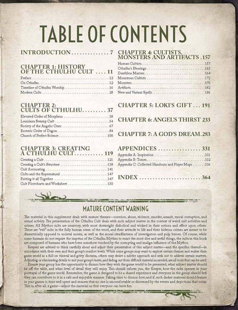 Call of Cthulhu 7th Edition Scenario Cults of Cthulhu | Toy Hobby