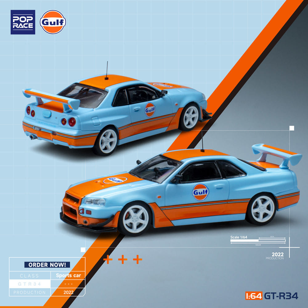 Minicar 1/64 GTR R34 Gulf Oil Livery [PR64-NR34-GULF] | Toy Hobby ...