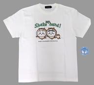Little Kawa & Hachi Ware x Shake hands with Asian short-clawed otter otter T-Shirt (w / Squid Mirror) White L Size "Little Kawa Aquarium"