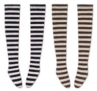 1/6 PNXS Striped Knee Socks B Set (Black x Off-white, Brown x Beige)