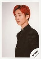 SixTONES / Tanakaki / Bust up / Costume black / Both hands below / Left facing / Background white / "TrackONE -IMPACT -" goods off shot / Official Official photo