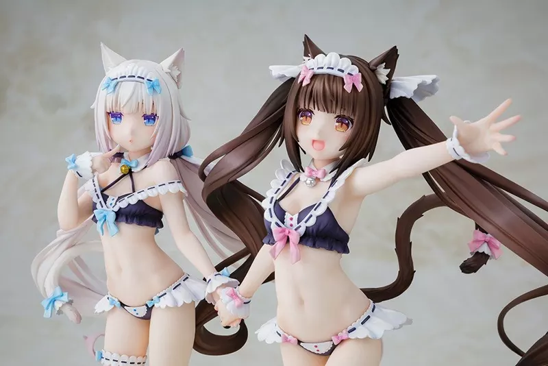 【新品】ネコぱら ショコラ＆バニラ メイド水着verスペシャルセット 1/7 ネコぱら』ショコラ、バニラが可愛らしいメイド水着姿で