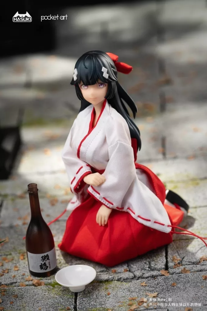【中古品】HASUKI 退魔巫女 ツバキ HASUKI 1/12 PA005 「Pocket Art」退魔巫女 ツバキ 塗装済み可動