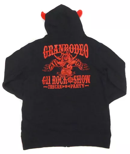 駿河屋 -<中古>GRANRODEO 角付きパーカー ブラック Lサイズ
