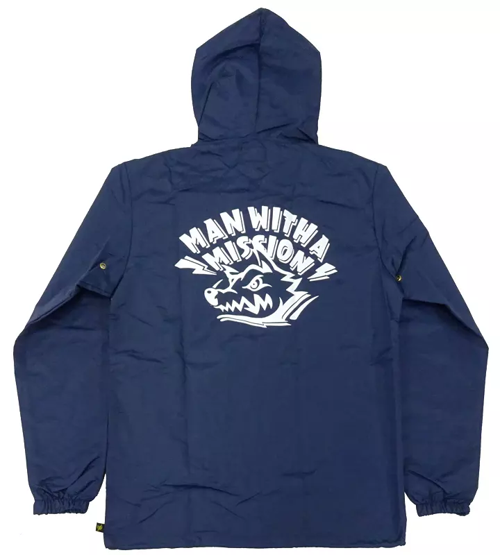 アウターウェア(男性アイドル)　MAN WITH A MISSION フード付きコーチジャケット ネイビー Lサイズ 2018年春グッズ(2018 SPRING COLLECTION) 駿河屋 -<中古>MAN WITH A MISSION フード付きコーチジャケット