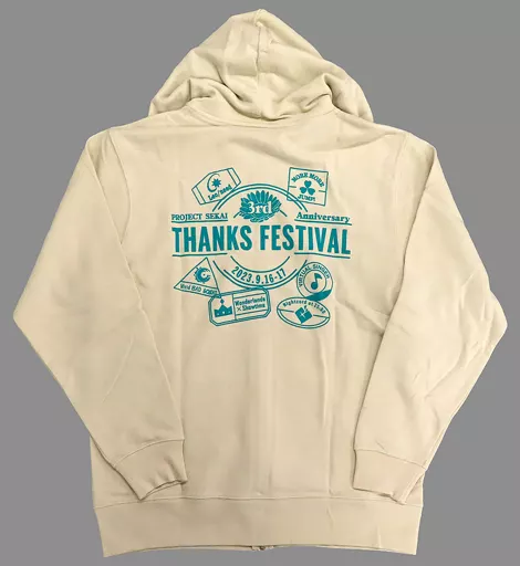 Tシャツ　ロゴ パーカー ベージュ XLサイズ 「プロジェクトセカイ カラフルステージ! feat. 初音ミク 3rd Anniversary 感謝祭」 駿河屋 -<中古>ロゴ パーカー ベージュ XLサイズ 「プロジェクト