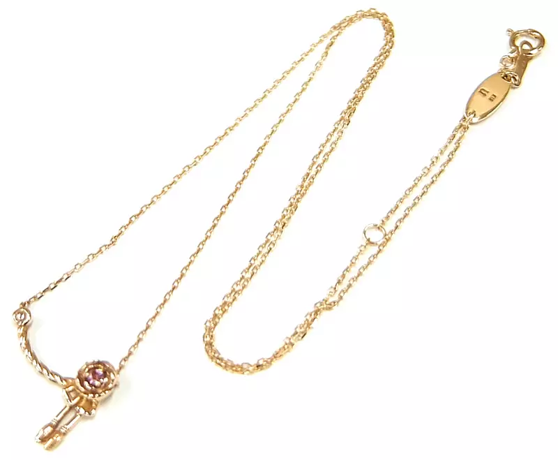 刀剣乱舞 U-TREASURE 歌仙兼定 ネックレス K18ピンクゴールド 駿河屋 -<中古>歌仙兼定 ネックレス K18ピンクゴールド×ピンク