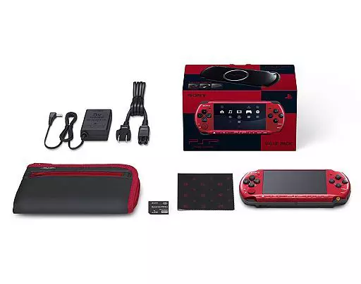 psp本体＋カセット3つ PSP-3000 レッド メモリーカード MH3rd カセット付き 3点セット