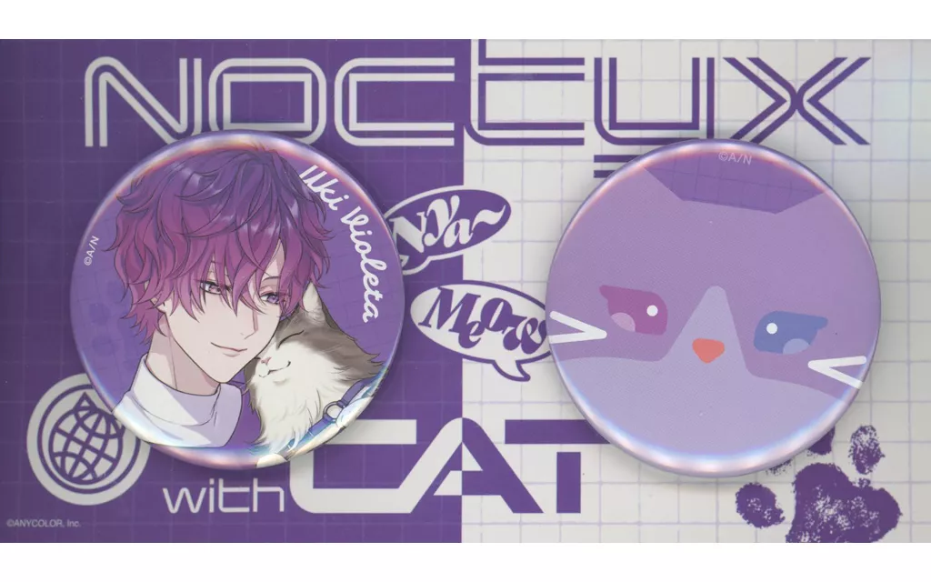 にじさんじ 浮奇ヴィオレタ 缶バッジ ネコ 駿河屋 -<中古>浮奇・ヴィオレタ Noctyx with Cat 缶バッジ2種セット