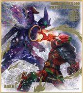 15.仮面ライダーオーズ『赤いヒビと満足と映司の器』(金色箔押し) 「仮面ライダー 色紙ART6」