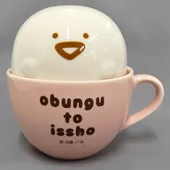 ピンク ラテアート風ふた付きマグカップ 「お文具といっしょ」