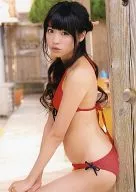 志田友美/膝上・水着赤・寄りかかり/「志田友美～なんたって18～ トレーディングカード」BOX特典生写真