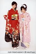 Berryz工房/熊井友理奈・夏焼雅/全身・熊井着物赤・夏焼着物ピンク・カメラ目線/ポストカードサイズ公式生写真